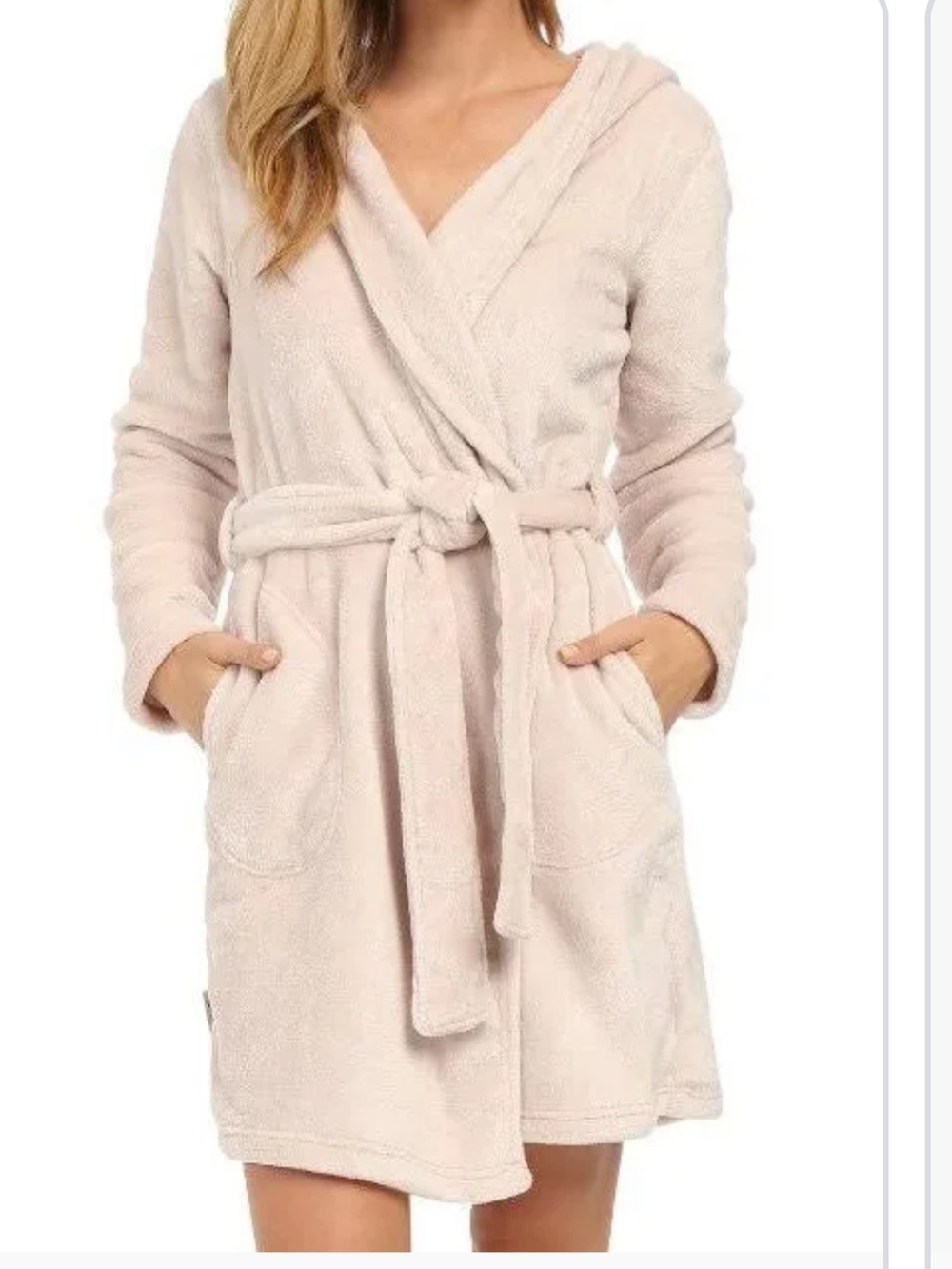 Ugg Plush Hooded Bathrobe Robe - Light Beige/Tan. Medium